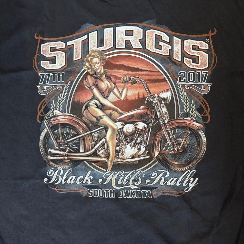 2017 Sturgis 77th Black Hills Rally Biker Tee Large Hot Leathers